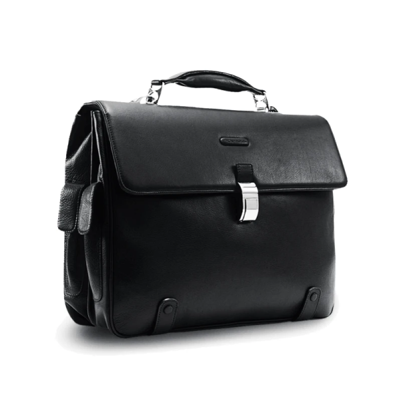 Хоризонтална, бизнес чанта  Piquadro Modus за 15 инча лаптоп с две отделения, черен цвят